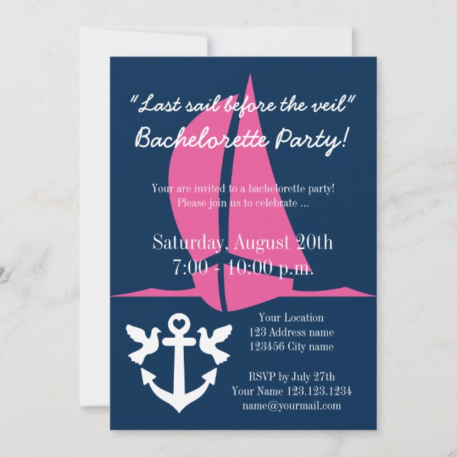 LAST SAIL BEFORE THE VEIL bridal party invitations (Front)