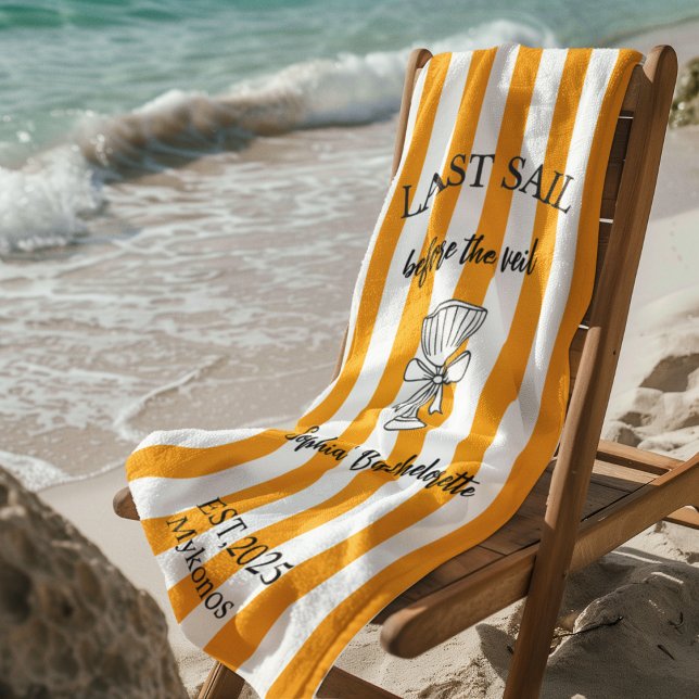 Last Sail Before The Veil | Citrus Yellow Nautical Beach Towel (Creator Uploaded)