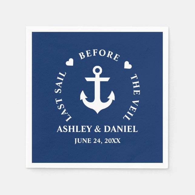 Last Sail Before The Veil Nautical Anchor Hearts Napkin (Front)