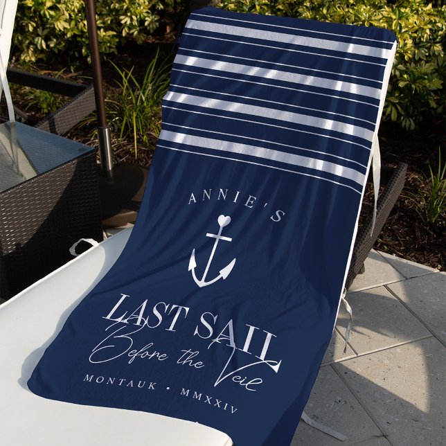 Last Sail Before the Veil Nautical Bachelorette Beach Towel (Creator Uploaded)