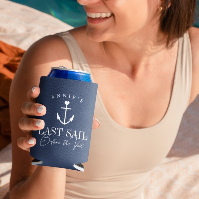 Last Sail Before the Veil Nautical Bachelorette Can Cooler (Creator Uploaded)