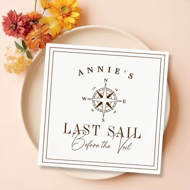Last Sail Before the Veil Nautical Bachelorette Napkin (Creator Uploaded)