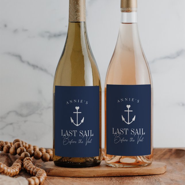 Last Sail Before the Veil Nautical Bachelorette Wine Label (Creator Uploaded)