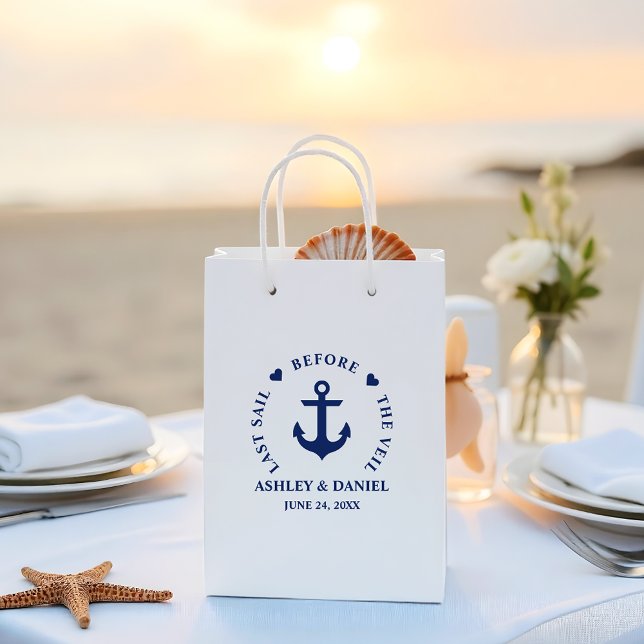 Last Sail Before The Veil Nautical Favour Medium Gift Bag (Customize to change text size or text style.)