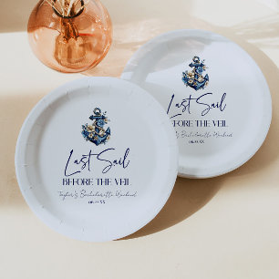 Last Sail Before Veil Bachelorette Weekend Party Paper Plate