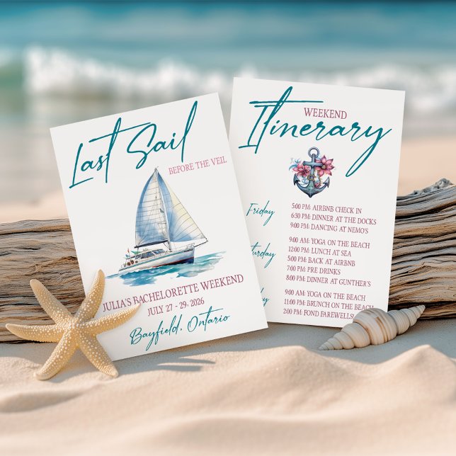 Last Sail, Sailing Bachelorette Weekend Party Invitation (Creator Uploaded)