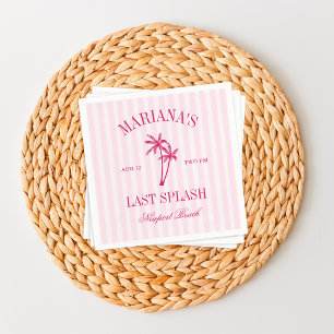 Last Splash Beach Palms Hot Pink Bachelorette Napkin