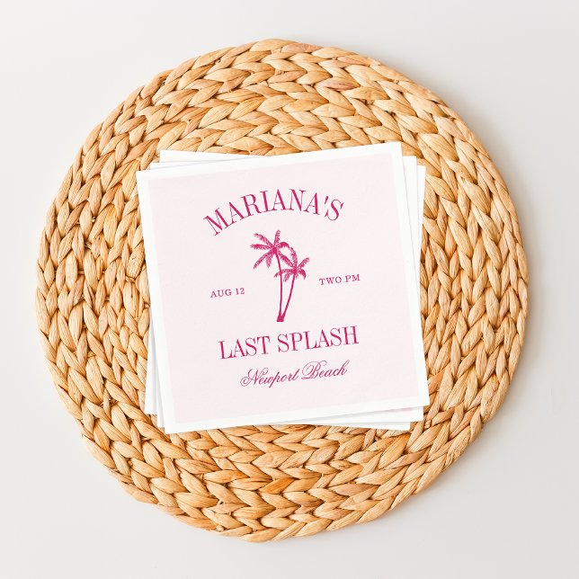 Last Splash Beach Palms Hot Pink Bachelorette Napkin (Creator Uploaded)