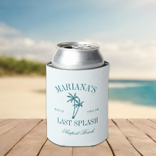 Last Splash Blue Teal Palms Bachelorette Can Cooler