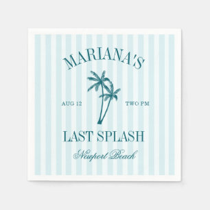 Last Splash Blue Teal Palms Bachelorette Napkin