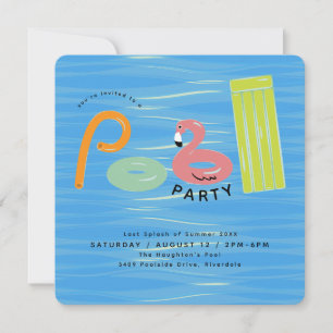 Last Splash Pool Party Editable End of Summer Invitation