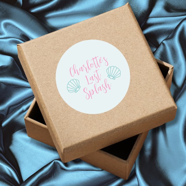 Last Splash Seashell Beach Bachelorette Party Classic Round Sticker (Last Splash Seashell Beach Bachelorette Party Classic Round Sticker)