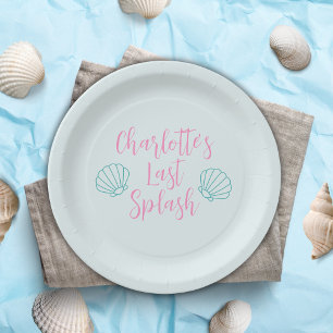 Last Splash Tropical Beach Shell Bachelorette Paper Plate