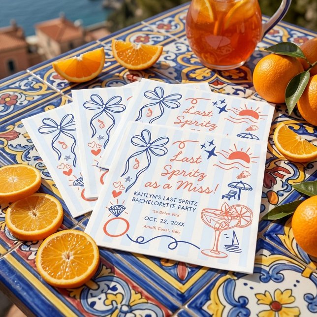 Last Spritz Amalfi Coast Bachelorette Party Napkin (Creator Uploaded)