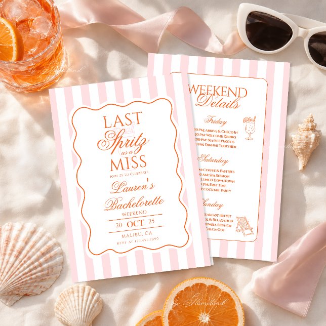 Last Spritz As A Miss Bachelorette  Invitation (Creator Uploaded)
