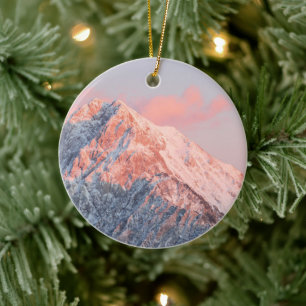 Last sun light on mountain Storžič, Slovenia Ceramic Ornament