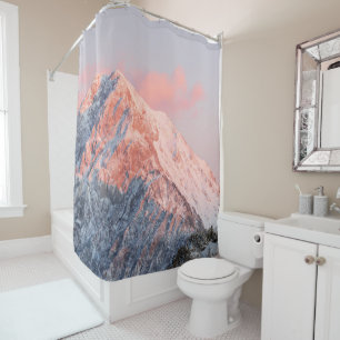 Last sun light on mountain Storžič, Slovenia Shower Curtain