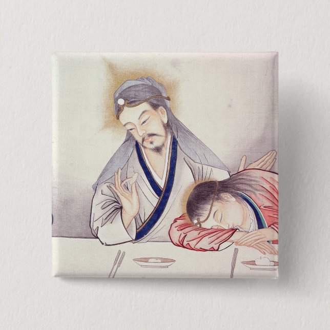 Last Supper, Christ and St John 15 Cm Square Badge (Front)