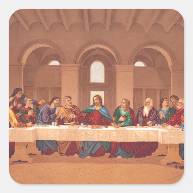 Last Supper of Jesus Christ Square Sticker (Front)