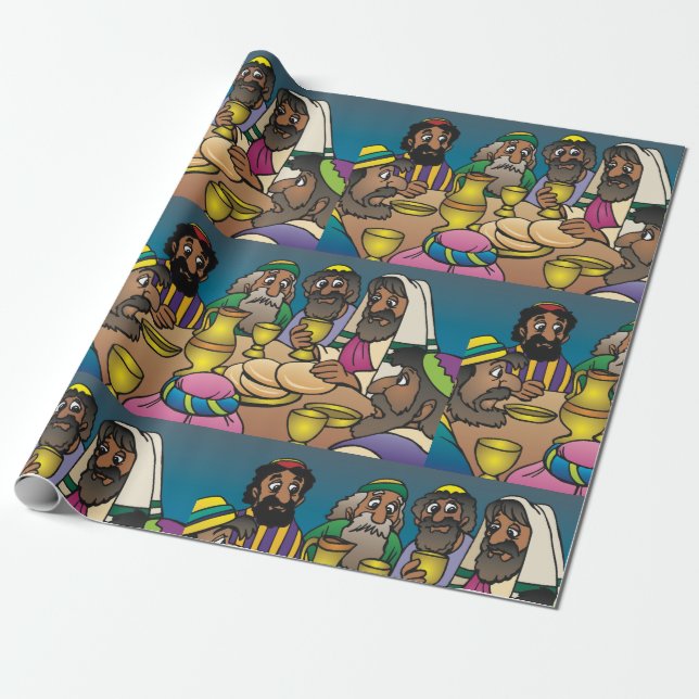 Last Supper Religious Wrapping Paper (Unrolled)