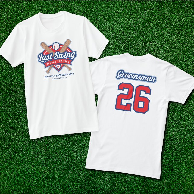 Last Swing Baseball Bachelor Groomsman T-Shirt (Creator Uploaded)