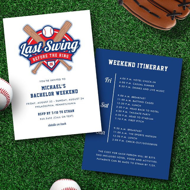 Last Swing Baseball Bachelor Weekend Invitation (Creator Uploaded)