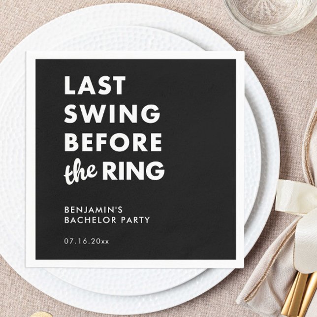 Last Swing Before the Ring Bachelor Party Minimal Napkin (Creator Uploaded)