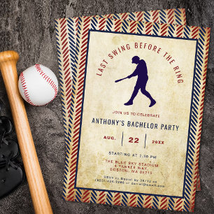 Last Swing Before The Ring Baseball Bachelor Party Invitation