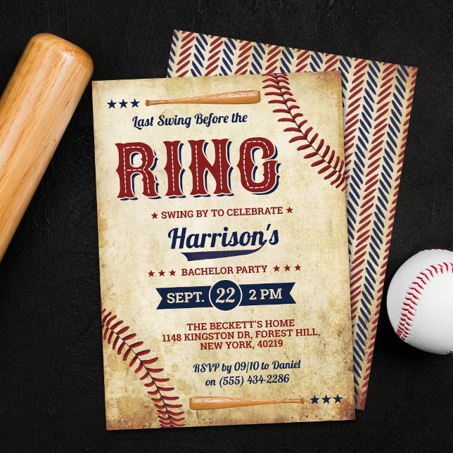 Last Swing Before The Ring Baseball Bachelor Party Invitation (Creator Uploaded)