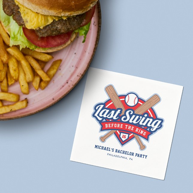 Last Swing Before the Ring Baseball Bachelor Party Napkin (Creator Uploaded)