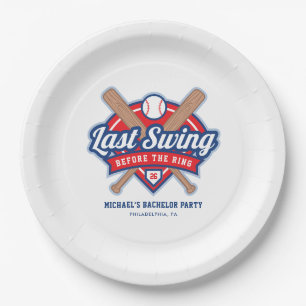 Last Swing Before the Ring Baseball Bachelor Party Paper Plate