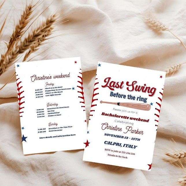 Last Swing before the ring Baseball  Bachelorette Invitation (Creator Uploaded)