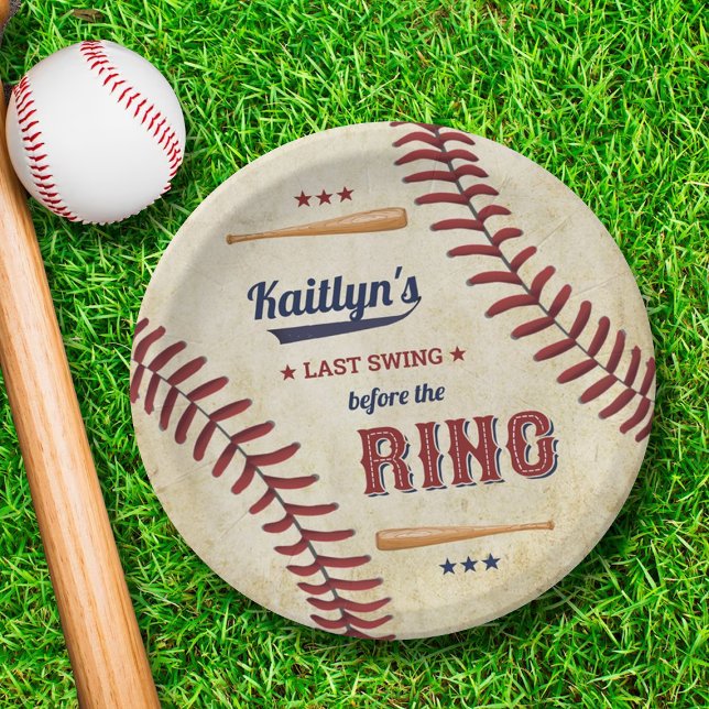 Last Swing Before The Ring! Baseball Bachelorette Paper Plate (Creator Uploaded)