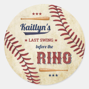 Last Swing Before The Ring! Baseball Bridal Shower Classic Round Sticker