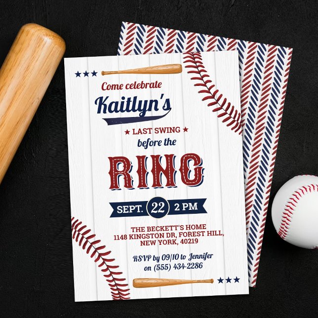 Last Swing Before The Ring! Baseball Bridal Shower Invitation (Creator Uploaded)
