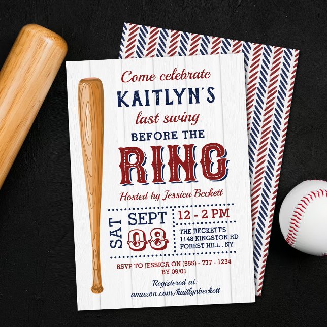 Last Swing Before The Ring! Baseball Bridal Shower Invitation (Creator Uploaded)