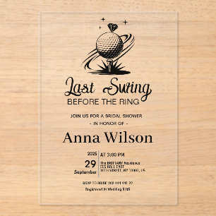 Last Swing Before the Ring Bridal Shower  Acrylic Invitations