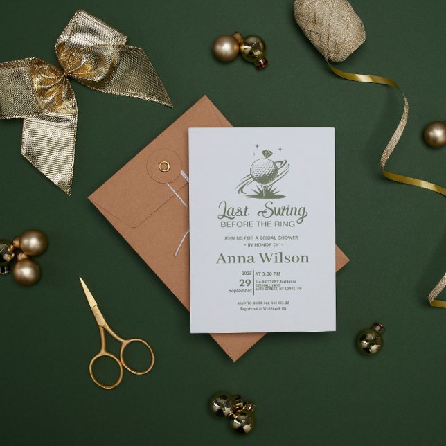 Last Swing Before the Ring Bridal Shower  Invitation (minimal elegant simple Last Swing Before the Ring Bridal Shower Invitation)