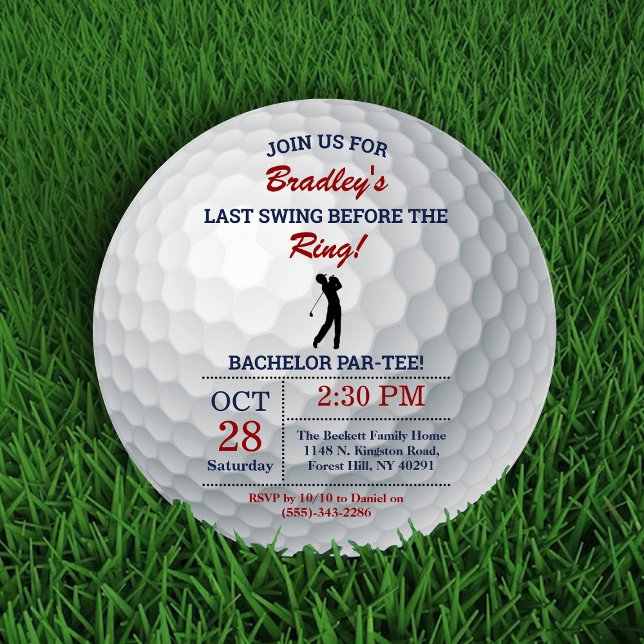 Last Swing Before The Ring Golf Bachelor Party Invitation (Creator Uploaded)