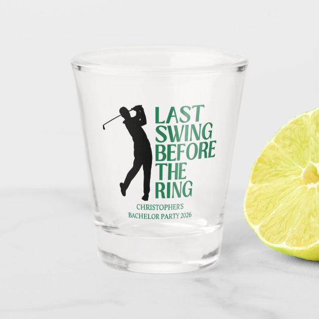 Last Swing Before The Ring Golf Bachelor Party Shot Glass (Front)