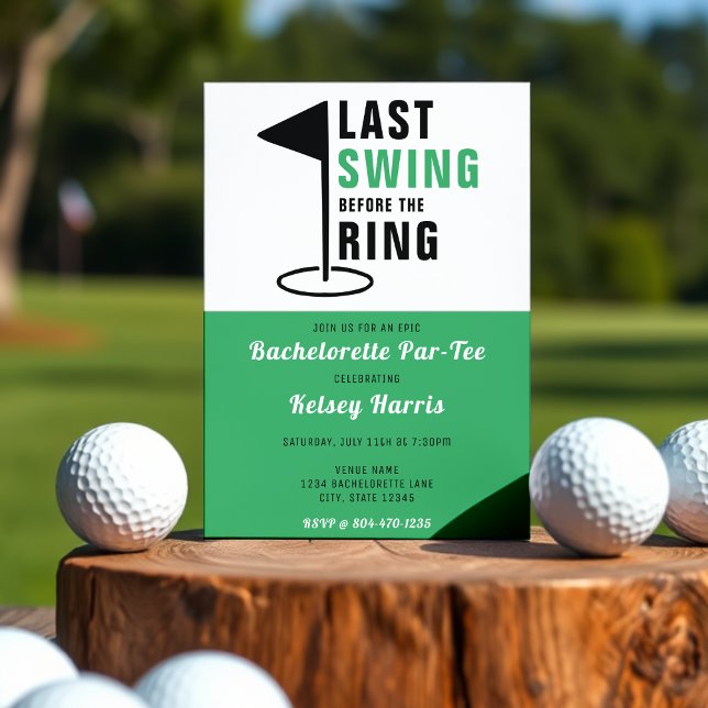 Last Swing Before the Ring Golf Bachelorette Party Invitation (Creator Uploaded)