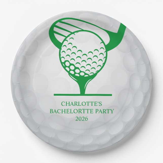 Last Swing Before The Ring Golf Bachelorette Party Paper Plate (Front)