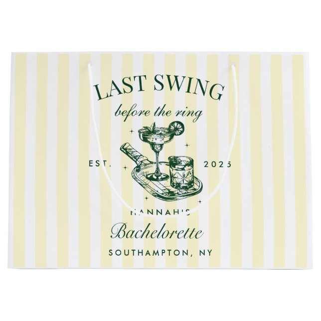 Last Swing Before The Ring Pickleball Bach Weekend Large Gift Bag (Front)