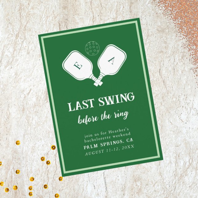 Last Swing Before the Ring Pickleball Bachelorette Invitation (Creator Uploaded)