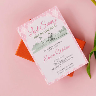 Last Swing Before the Ring Pink Golf Bridal Shower Invitation