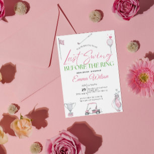 Last Swing Before the Ring Pink Golf Bridal Shower Invitation