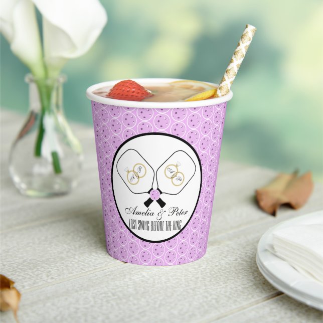 Last Swing Before the Ring Wedding Pickleball  Paper Cups (Insitu)