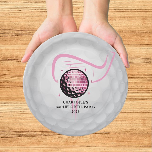 Last Swing Golf Bachelorette Pink  Paper Plate (Creator Uploaded)