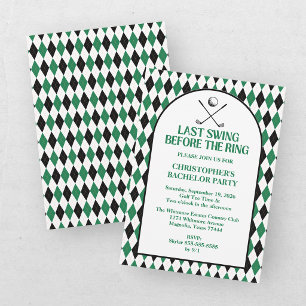 Last Swing Golf Country Club Bachelor Black Green Invitation