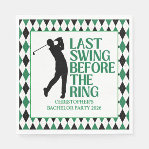 Last Swing Golf Country Club Bachelor Black Green Napkin